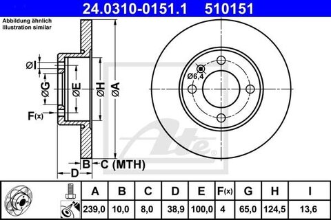 Kotouč VW ATE 510151 Kotouč VW ATE 510151