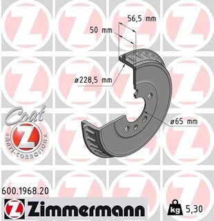 Buben brzdový zadní KAMIQ, ZIMMERMANN 600.1968.20