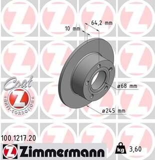 Kotouč zadní SUPERB I., ZIMMERMANN 100.1217.52