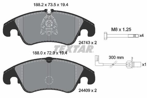 Destičky přední AUDI A4 , A5 TEXTAR 2474301 Destičky přední AUDI A4 , A5 TEXTAR 2474301