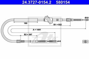 Lano ruční brzdy AUDI, ATE 580154