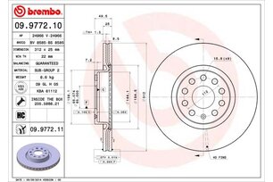 Kotouč přední OCTAVIA II. 2,0, BREMBO 09.9772.11