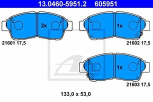 Destičky přední TOYOTA, ATE 605951