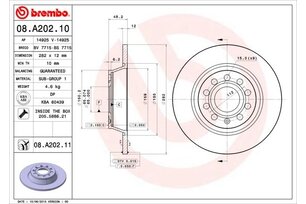 Kotouč zadní OCTAVIA II., BREMBO 08.A202.11