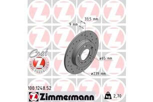 Kotouč zadní vrtaný OCTAVIA I. 4x4, ZIMMERMANN 100.1248.52